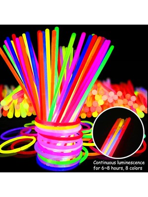 Shoppingfestr Karanlıkta Yanan Parlayan Fosforlu Glow Çubuk Bileklik 50 Adet
