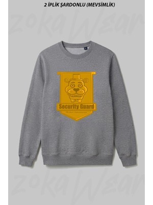 Zoka Wear Fnaf Security Guard Badge Ön Baskılı Bisiklet Yaka Sweatshirt