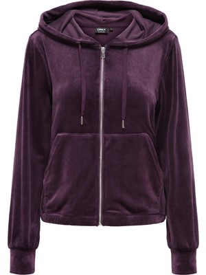 Only Onlrebel Regular Fit Kapüşonlu Yaka Fermuarlı Kadife Sweat Kadın Sweat 15299670