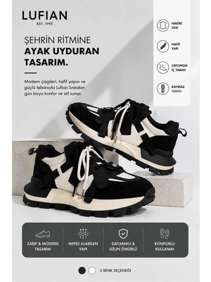 Lufian Kadın %100 Hakiki Deri Sneaker Günlük Spor Ayakkabı Kalın Taban Rahat Casual