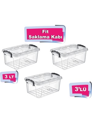 Tuffex 3'lü Fit Saklama Kabı 3 Lt - Plastik Saklama Kabı - Saklama Kabı