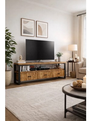 Kıymık Home Sümbül Tv Ünitesi - Size Özel Üretim - Gerçek Ağaç - Köknar