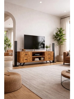 Kıymık Home Gelincik Tv Ünitesi - Size Özel Üretim - Gerçek Ağaç - Köknar