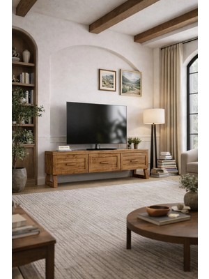 Kıymık Home Zakkum Tv Ünitesi - Size Özel Üretim - Gerçek Ağaç - Köknar