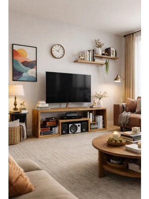 Kıymık Home Begonvil Tv Ünitesi - Size Özel Üretim - Gerçek Ağaç - Köknar