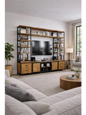 Kıymık Home Frezya V2 Tv Ünitesi - Size Özel Üretim - Gerçek Ağaç - Köknar