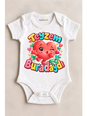 Babylimon Teyzem Buradaydı Beyaz Kısa Kollu Çıtçıtlı Bebek Zıbını