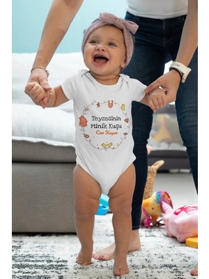 Babylimon Unisex Bebek Beyaz Teyzesinin Can Kuşu Desenli Kısa Kol Body