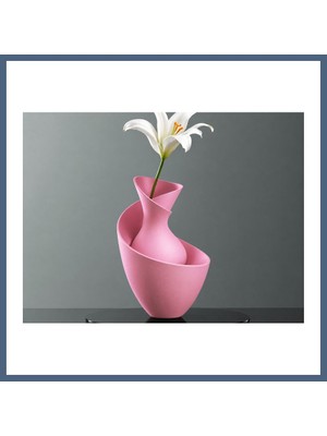 Bezos 3D Baskı Bold Vazo - Akışkan Formlu Dekoratif Vazo-Pembe BZS10