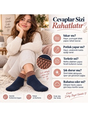 Astraltech Kadın Simli 3'lü Bilek Patik Çorap | Dikişsiz Havlu Yapı, Yumuşak Konforlu Günlük Çorap