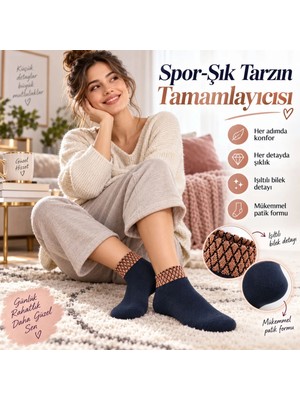 Astraltech Kadın Simli 6'lı Bilek Patik Çorap | Dikişsiz Havlu Yapı, Yumuşak Konforlu Günlük Çorap