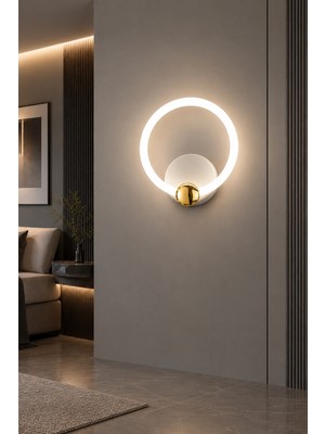 Markatech Pino Beyaz Gold Yuvarlak 3 Renk LED Aplik