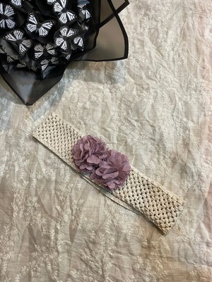 Keskin Aksesuar Çiçek Detaylı Örme Lastikli Kemer
