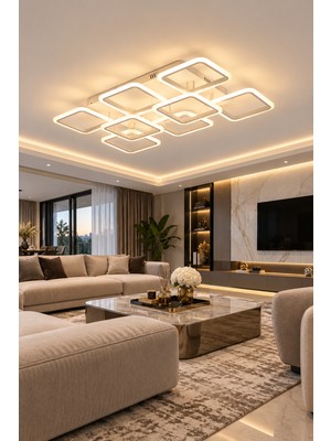 Markatech MS73005-6+2 Beyaz 8'li 3 Renk LED Plafonyer Avize