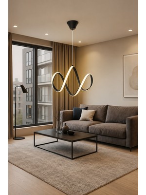 Markatech Dolce Siyah Modern Sarkıt Beyaz Ledli Avize