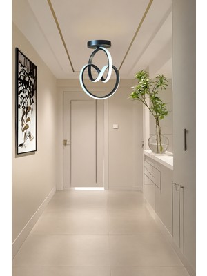 Markatech Trend Siyah Kasa Beyaz LED Plafonyer Avize
