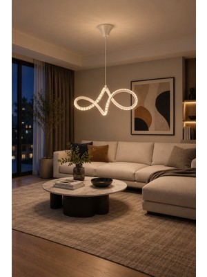 Markatech Mina Beyaz Cristalya Serisi Modern Sarkıt 3 Renk Ledli Avize