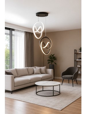 Markatech Trend Beyaz ve Siyah Kombin Kasa Beyaz LED Sarkıt Avize
