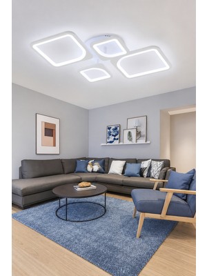 Markatech MS72005-2+2 Beyaz 4'lü 3 Renk LED Plafonyer Avize