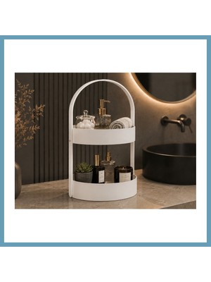 Bezos 3D Baskı Iki Katlı Banyo Düzenleyici - Taşınabilir Organizer ve Saklama Standı-Beyaz MBT06