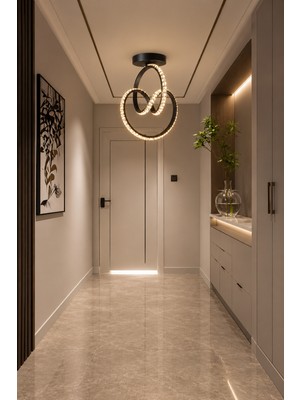 Markatech Elin Siyah Cristalya Serisi Modern Plafonyer 3 Renk Ledli Avize