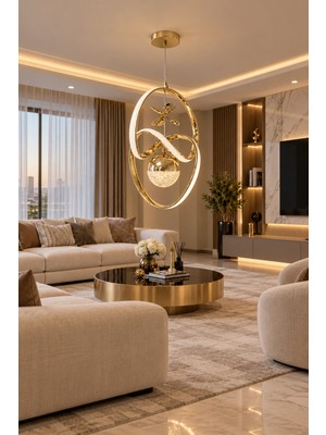 Markatech Laura Gold Kaplamalı Modern Sarkıt 3 Renk Ledli Avize