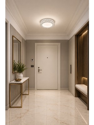 Markatech Truva Dantelta Beyaz 3 Renk LED Plafonyer Avize, Çap 26 cm