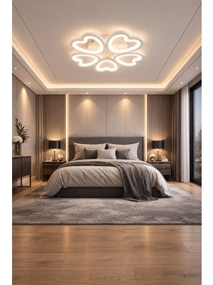 Markatech Lovely MS61005-5 Beyaz Mimari Tasarım 5'li Plafonyer 3 Renk Ledli Avize