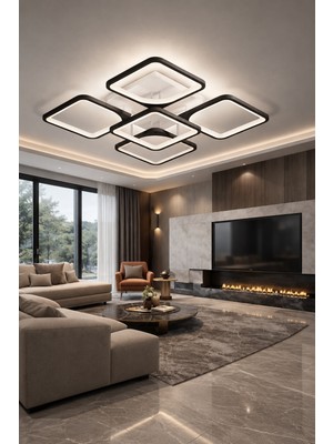 Markatech MS72005-4+1 Siyah 5'li 3 Renk LED Plafonyer Avize