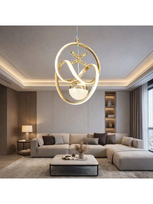 Markatech Bianca Gold Kaplamalı Modern Sarkıt 3 Renk Ledli Avize
