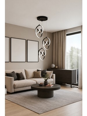 Markatech Trend Siyah Kasa 3'lü Beyaz LED Sarkıt Avize