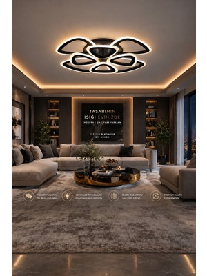 Markatech MS39005-4+4 Siyah 8'li 3 Renk LED Plafonyer Avize