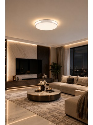 Markatech Vista Beyaz Kumandalı Dimmerli 3 Renk LED Plafonyer Avize, Çap 40 cm