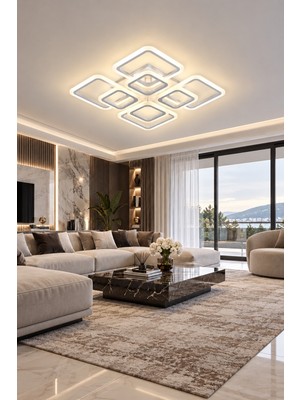 Markatech MS73005-4+4 Beyaz 8'li 3 Renk LED Plafonyer Avize