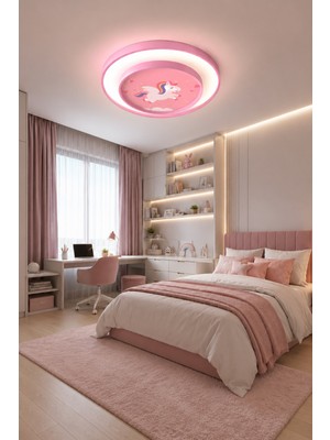 Markatech Unicorn 2 Katlı Kumandalı Dimmerli Gece Modlu 3 Renk LED Plafonyer Avize, Çap 50 cm