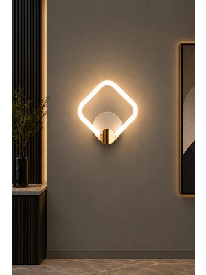 Markatech Pino Beyaz Gold Kare 3 Renk LED Aplik