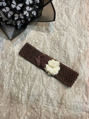 Keskin Aksesuar Çiçek Detaylı Örme Lastikli Kemer