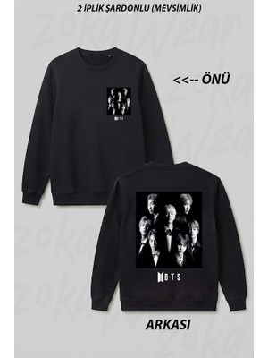 Zoka Wear Band Bts T-Shir Ön Arka Baskılı Bisiklet Yaka Sweatshirt