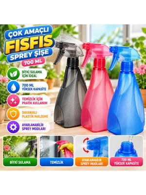 ENCO Çok Amaçlı Fısfıs Çiçek Sulama Plastik Su Sprey Şişesi 700 ml TP-219 - 1 Adet Stokta Olan R