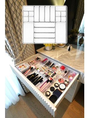 Tr 20'li Set Çekmece Içi Şeffaf Düzenleyici Modüler Organizer Makyaj Takı Kozmetik (Sert Plast