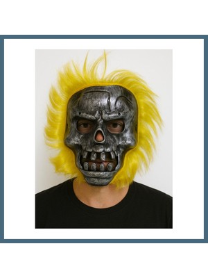 Bezos Wild Skull - Metal Kafatası Sarı Saçlı Iskelet Maske Agc