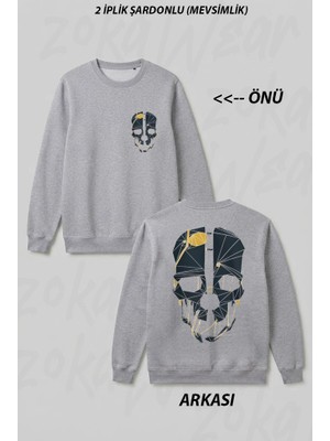 Zoka Wear Dishonored Mask Dark Ön Arka Baskılı Bisiklet Yaka Sweatshirt