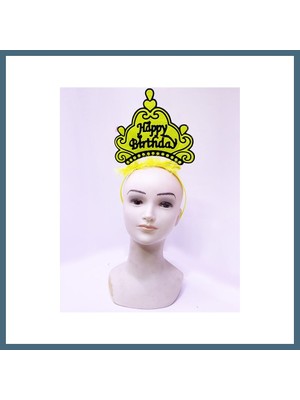 Bezos Happy Birthday Neon Sarı Renk Doğum Günü Tacı 24X15 cm Agc