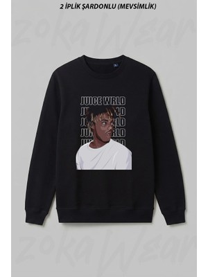 Zoka Wear Juice Wrld 999 Rap Hiphop Ön Baskılı Bisiklet Yaka Sweatshirt