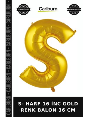 Carlburn Premium S- Harf 16 Inc Gold Renk Balon 36 cm Kutlama Doğum Günü Dekorasyon