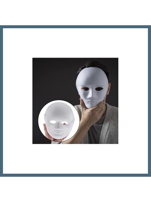 Bezos Beyaz Renk Boyanabilir Anonim Tam Yüz Cosplay Maske 24X18 cm Agc
