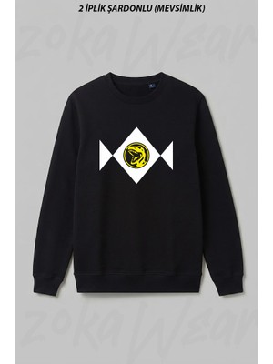 Zoka Wear Tyrannosaurus Dinozord Ön Baskılı Bisiklet Yaka Sweatshirt