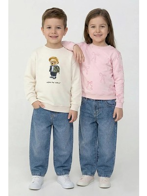 Dmb Unisex Kız - Erkek Çocuk Baggy Kalıp Kot Pantolon Jean