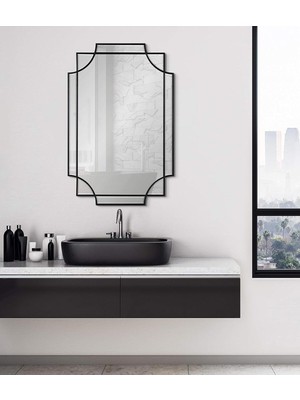 Tr 60X100 Asimetrik Duvar Dekor Aynası/duvar Aynası/konsol Aynası/estetik Ayna Siyah 60 x 100