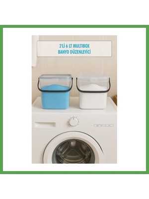 Bezos 2?li Multibox Deterjanlık Kutusu & Banyo Düzenleyici & Saklama Kutusu 6 Lt Şeffaf Mgc